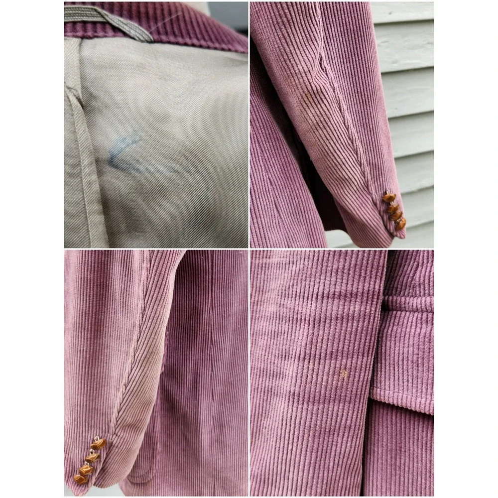 Polo University Ralph‎ Lauren Blazer Purple Corduroy Leather Buttons Size 40
